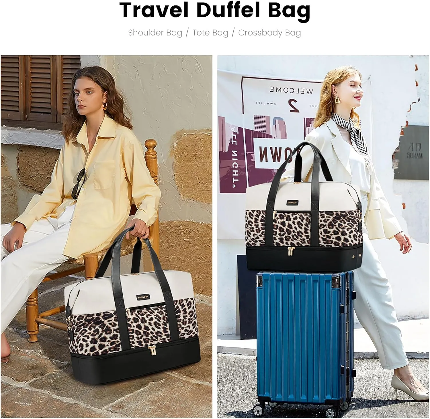 LOVEVOOK Weekender Bag, Large Travel Duffel Bag for Women with 2 Packing Cubes, Carry on Overnight Bag with Shoe Compartment, Mom Hospital Bags for Labor and Delivery