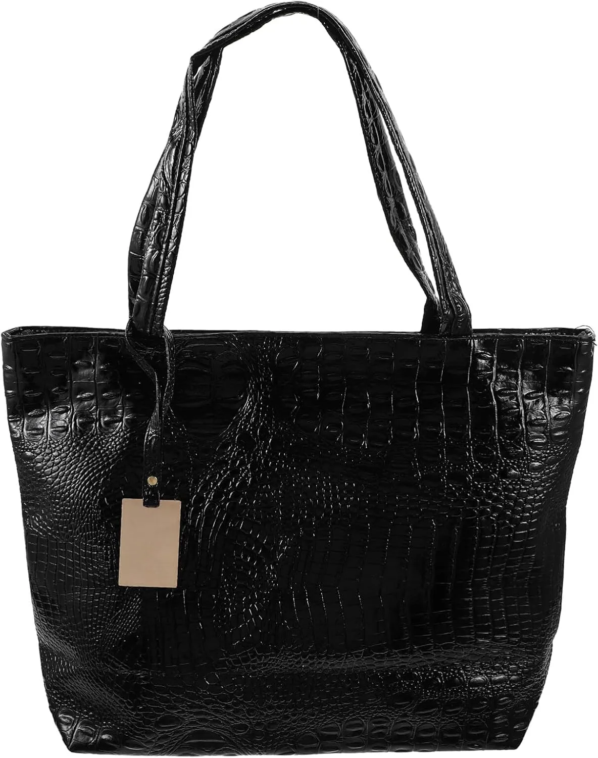 Luxshiny Women Handbag, Large Capacity Tote Bag Crocodile Shoulder Bags with Chain Strap for Women Girls (Black)