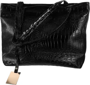 Luxshiny Women Handbag, Large Capacity Tote Bag Crocodile Shoulder Bags with Chain Strap for Women Girls (Black)