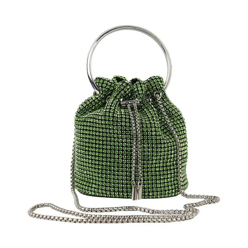 Luxury Rhinestone Drawstring Potli Bag with Metal Handle