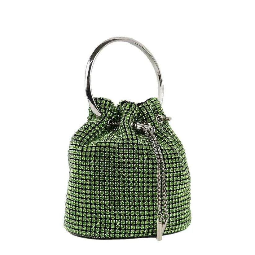 Luxury Rhinestone Drawstring Potli Bag with Metal Handle