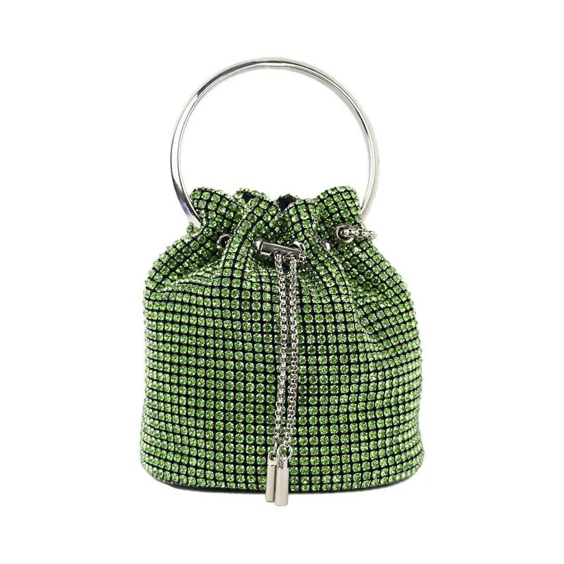 Luxury Rhinestone Drawstring Potli Bag with Metal Handle