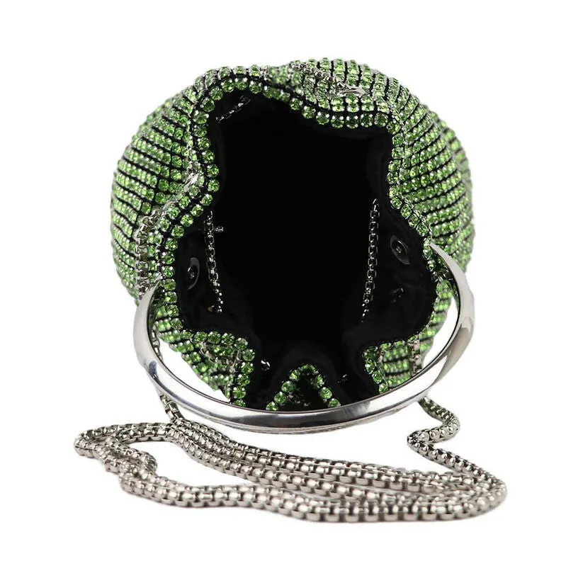 Luxury Rhinestone Drawstring Potli Bag with Metal Handle