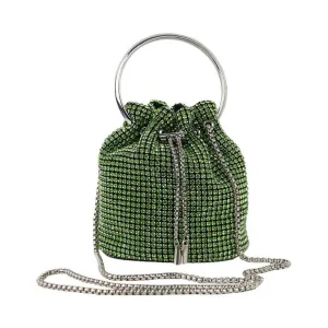 Luxury Rhinestone Drawstring Potli Bag with Metal Handle