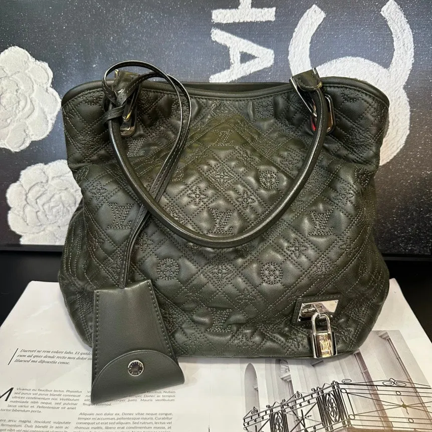 Lv Dark Green Cowhide Moonlight Goddess Series Tote Shoulder Bag