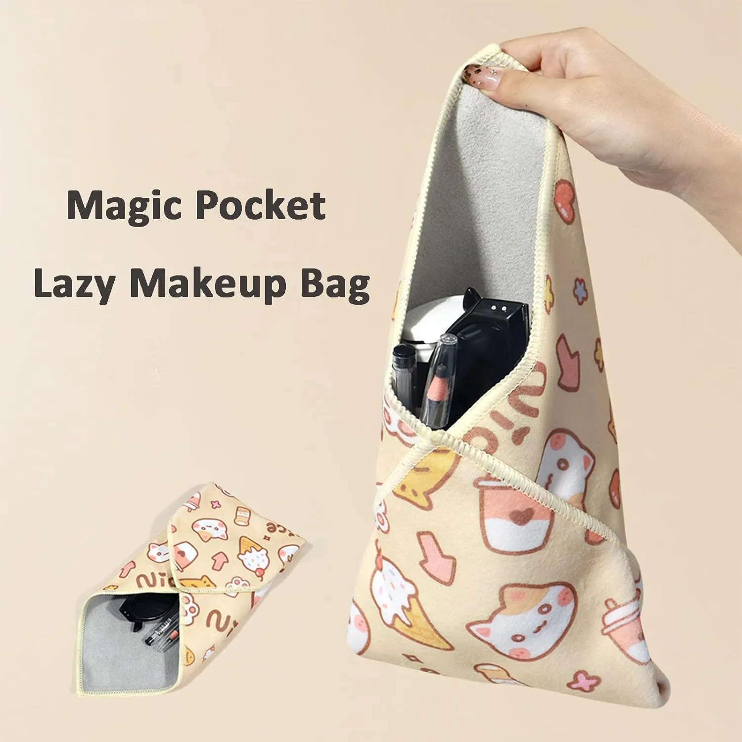 Magic Pocket Lazy Makeup Bag, Self-Adhesive Magic Cloth Makeup Bag, Portable Cosmetic Wrapping Cloth Organizer, Open Lay Flat Organizer, Camera Lens Protective Wrap (Camera)