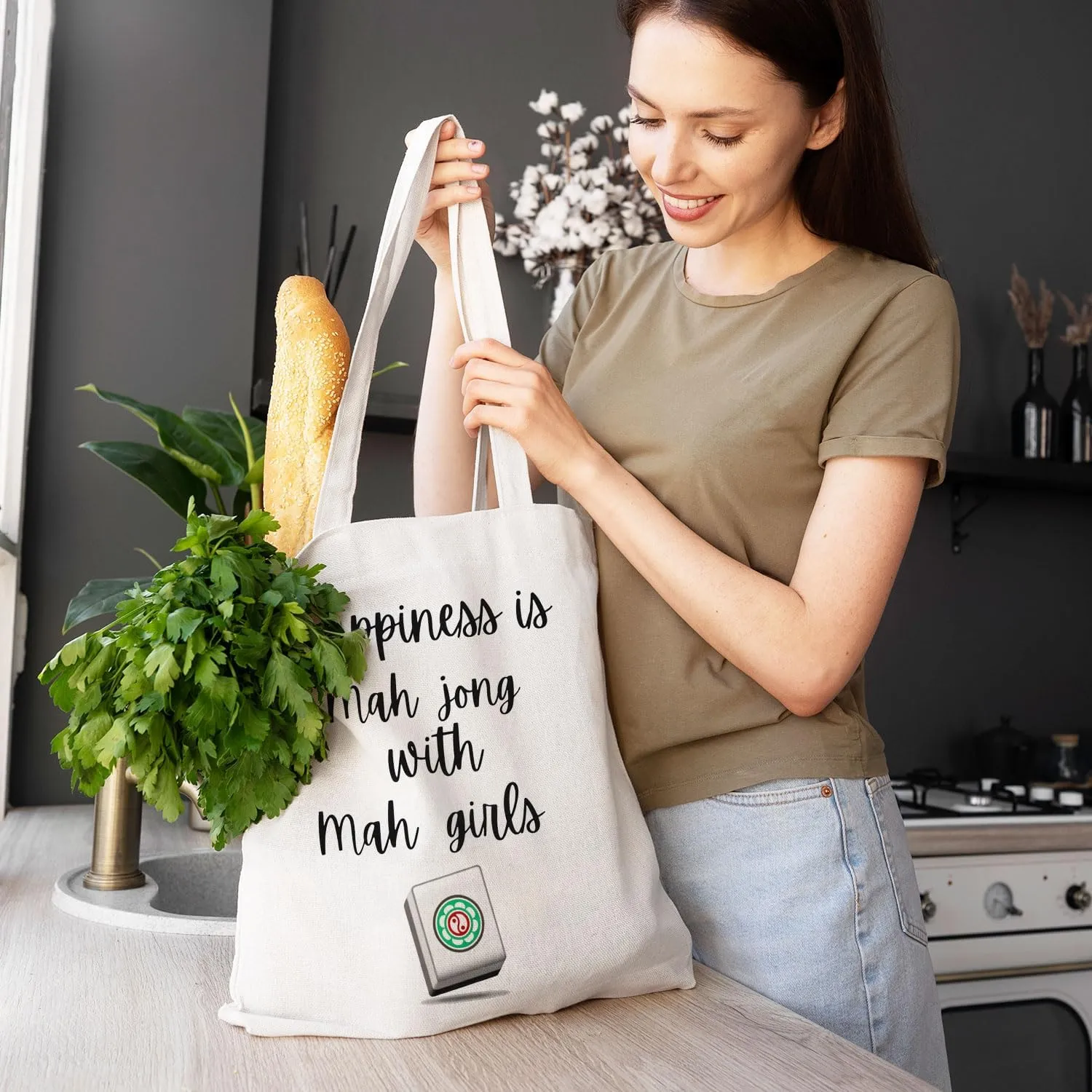 Mahjong Gifts Tote Bag - Mahjong Gifts for Friends Women Canvas Tote Bag