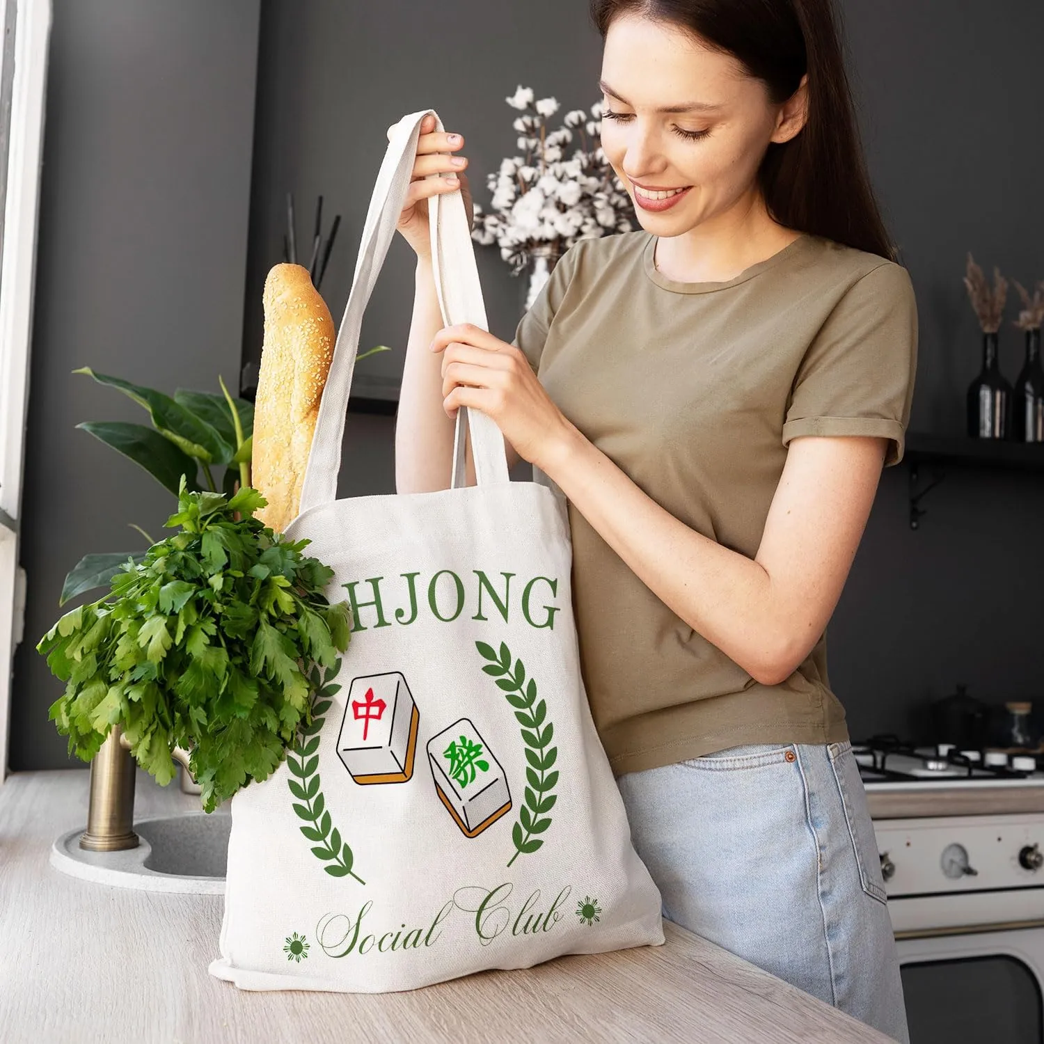 Mahjong Gifts Tote Bag - Mahjong Gifts for Friends Women Canvas Tote Bag