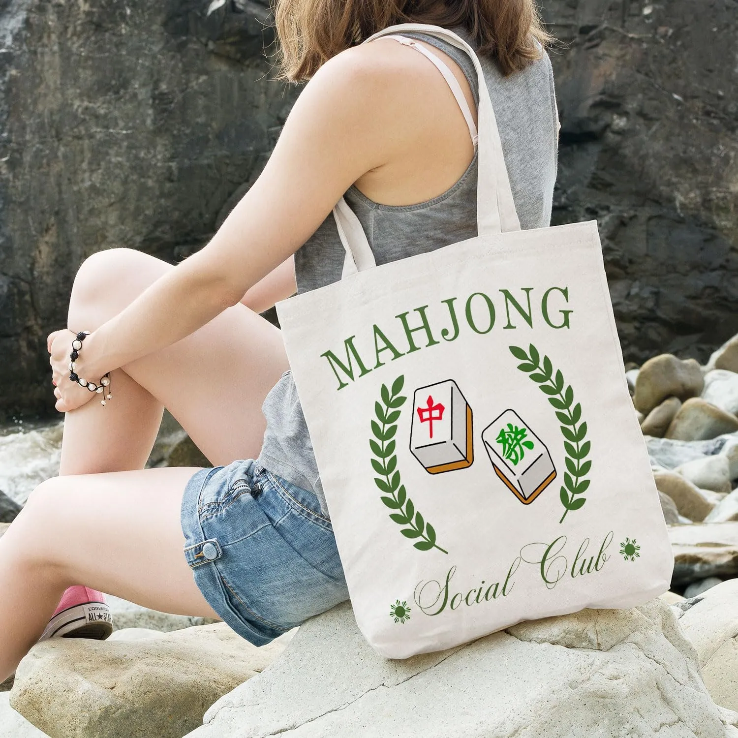 Mahjong Gifts Tote Bag - Mahjong Gifts for Friends Women Canvas Tote Bag