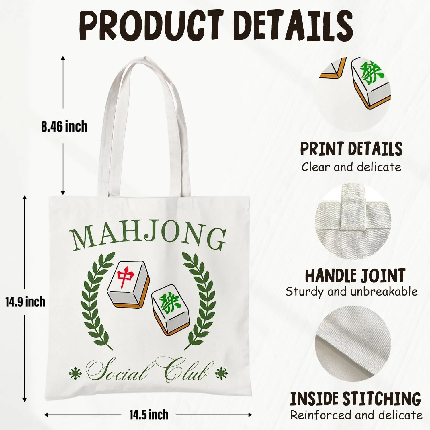 Mahjong Gifts Tote Bag - Mahjong Gifts for Friends Women Canvas Tote Bag
