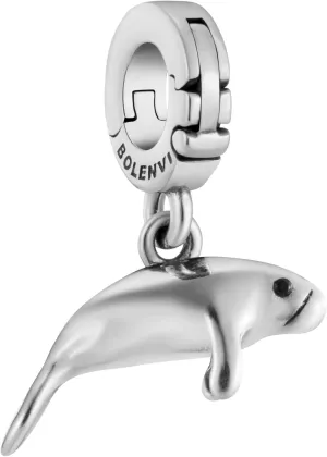 Manatee Multi Open Clasp Clip On Pendant 925 Sterling Silver Charm For Pandora & Other Charm Bracelets/Necklaces & More DIY