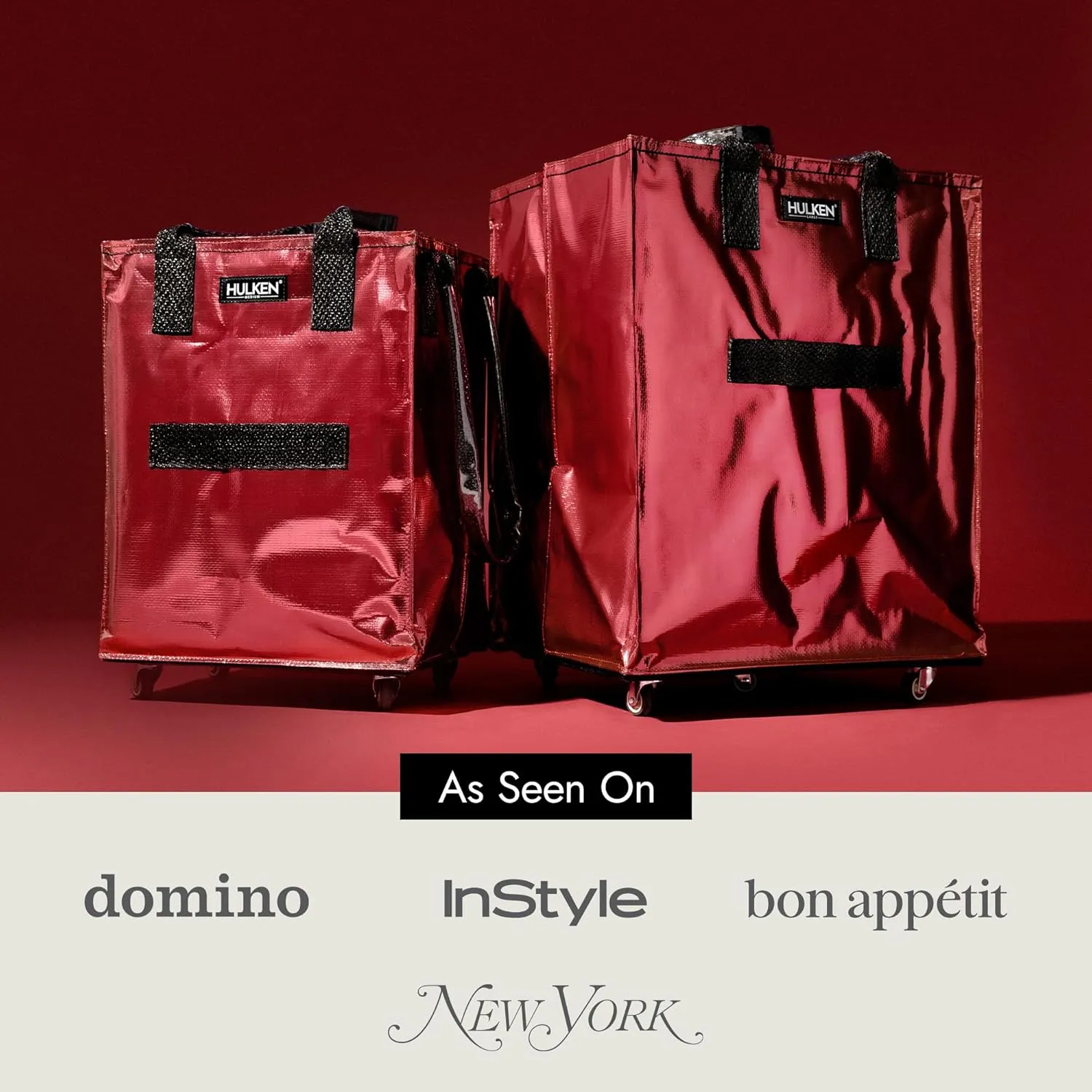 (Medium, Cosmic Red) Reusable Grocery Bag On Wheels, Shopping Trolley, Rolling Tote, Zipper Closure, Lightweight, Carries Up to 66 lb, Folds Flat, Unbreakable Handles