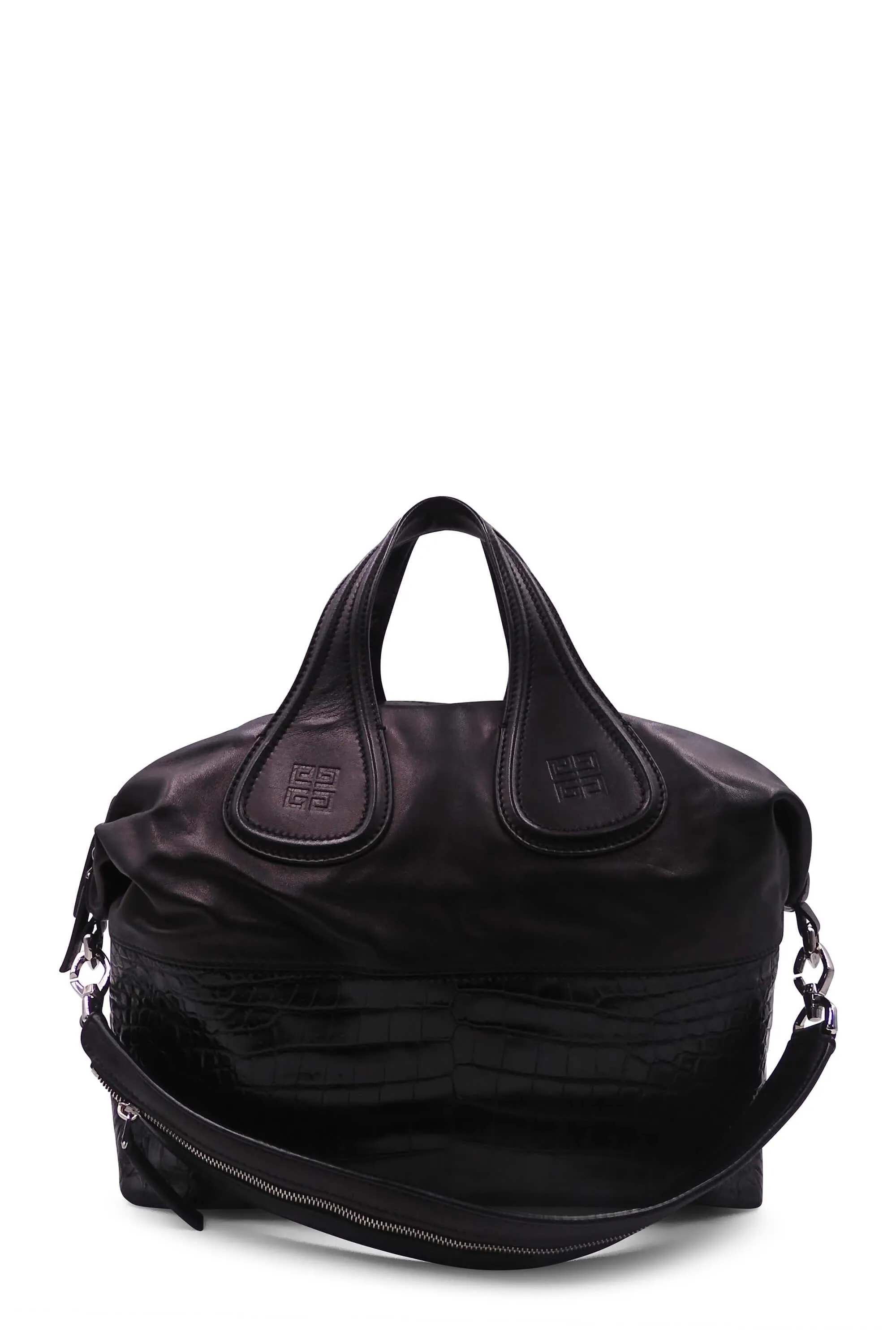 Medium Nightingale Crocodile Embossed Black