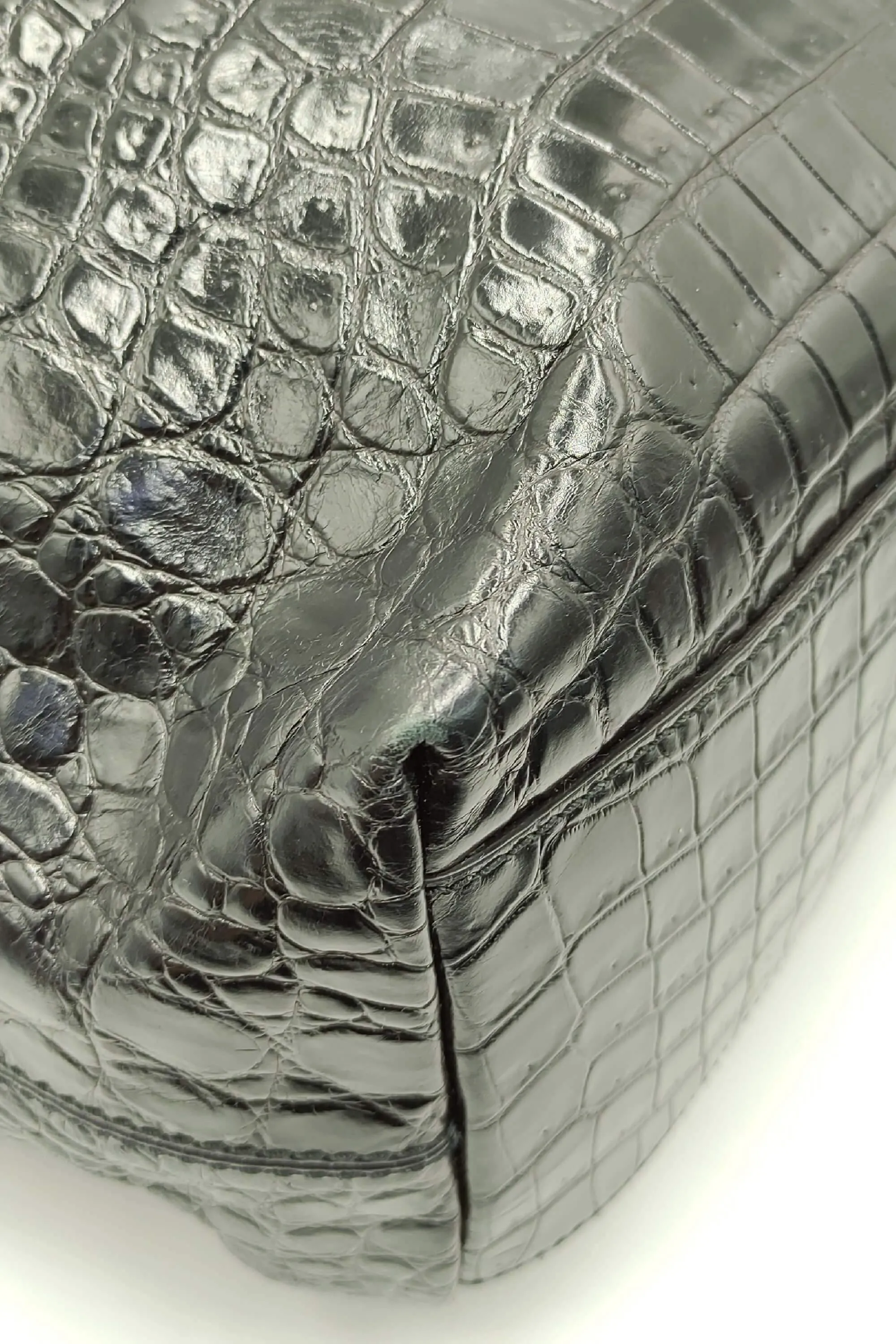 Medium Nightingale Crocodile Embossed Black