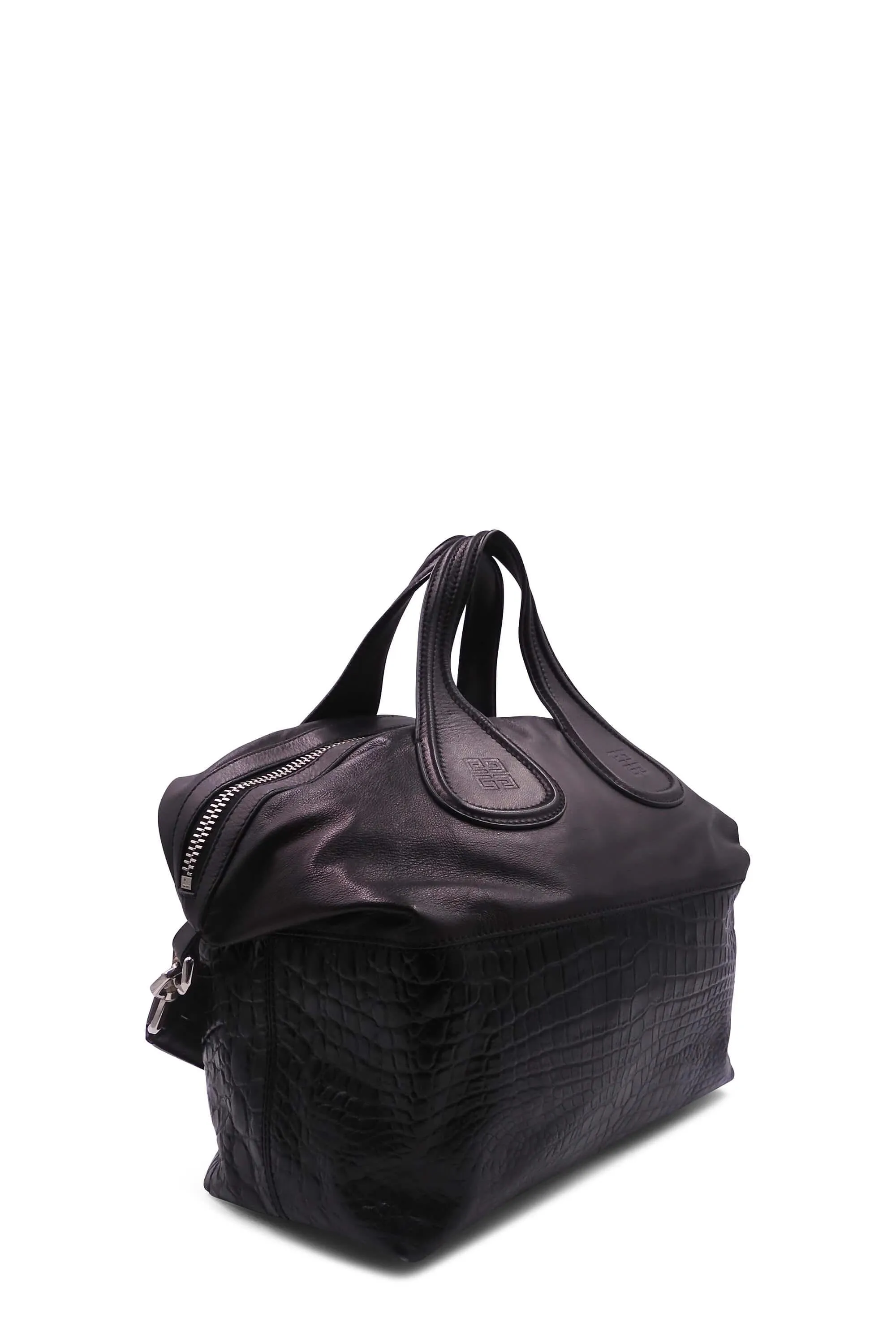 Medium Nightingale Crocodile Embossed Black
