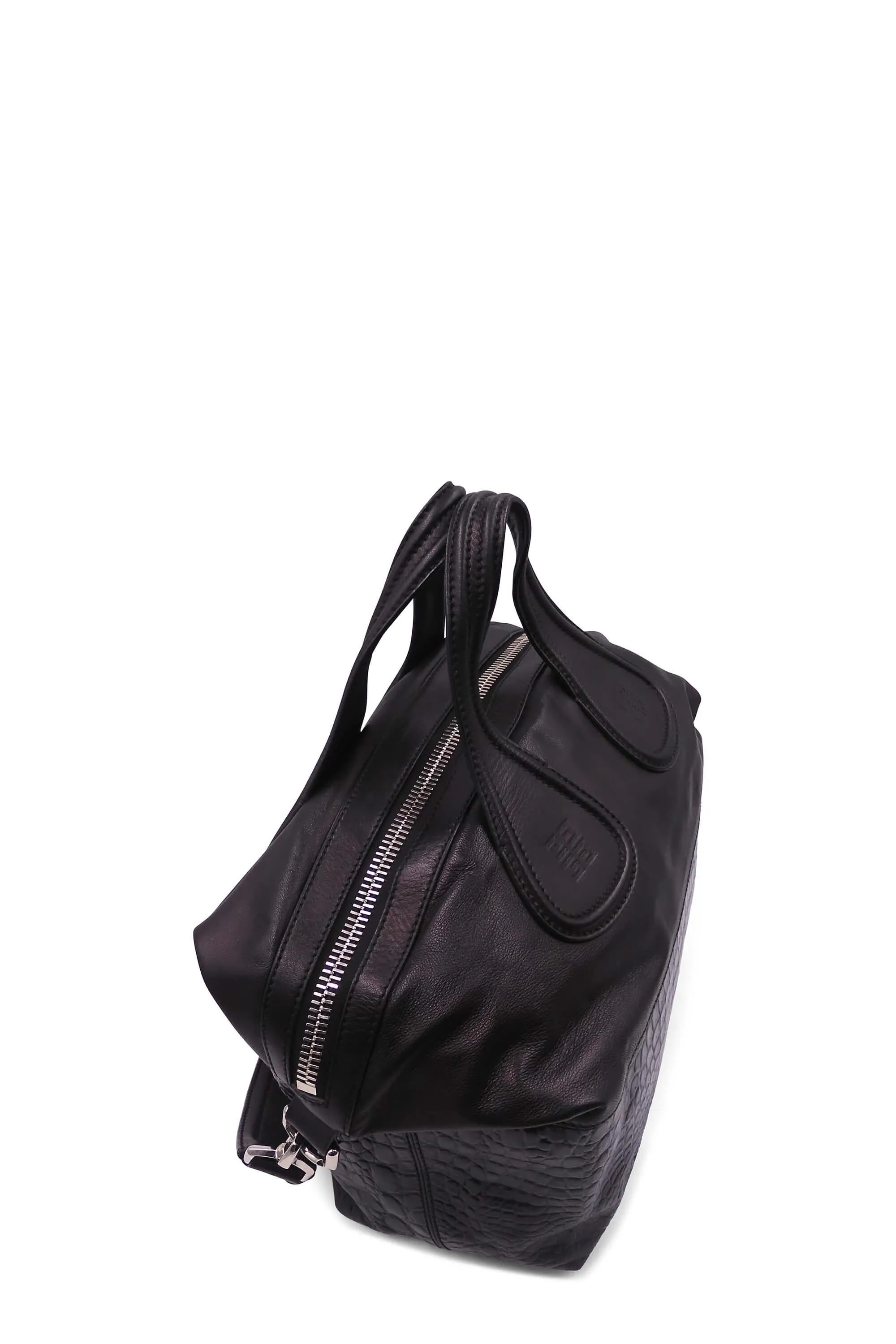 Medium Nightingale Crocodile Embossed Black