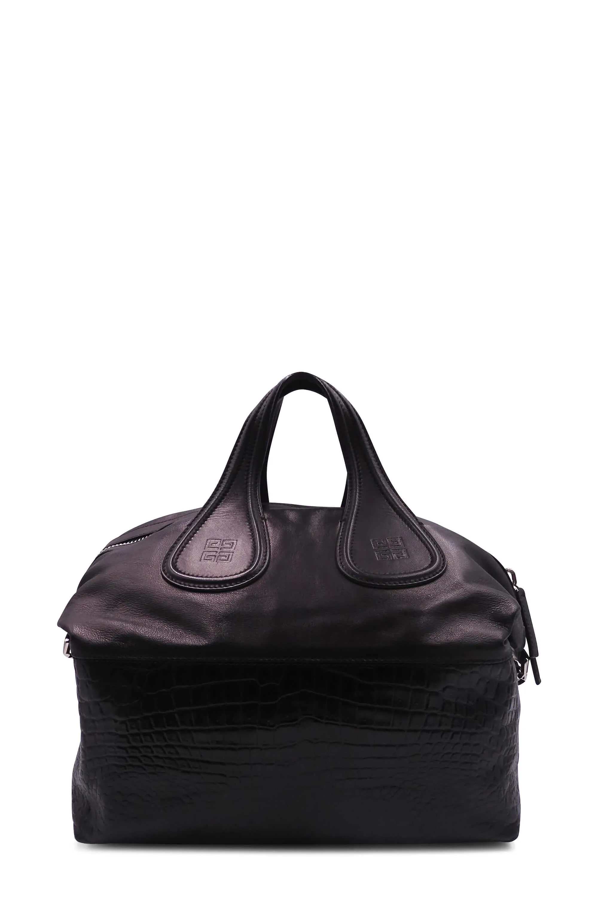 Medium Nightingale Crocodile Embossed Black