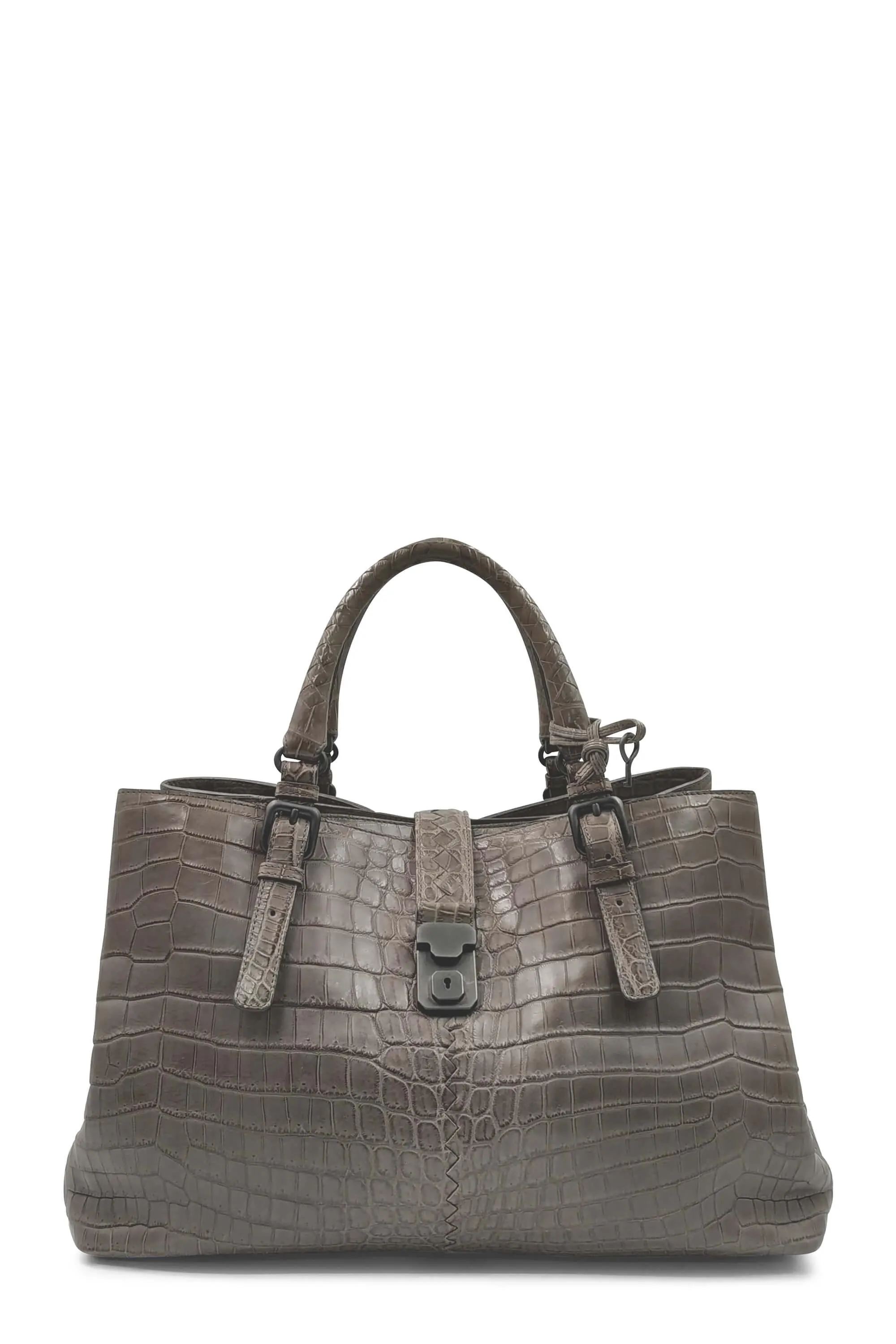 Medium Roma Crocodile Embossed Brown