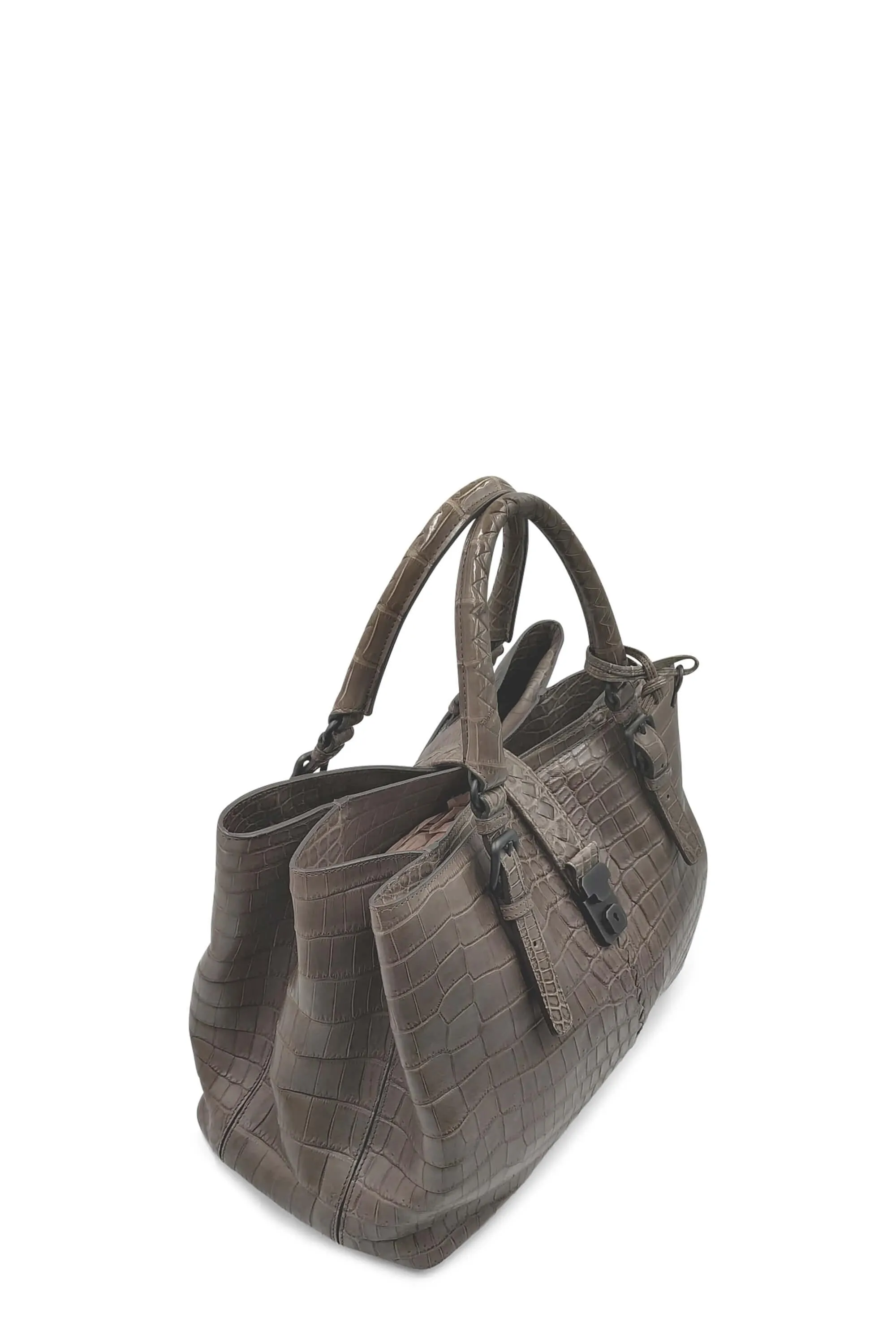 Medium Roma Crocodile Embossed Brown