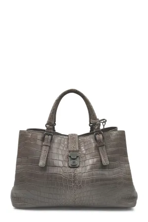Medium Roma Crocodile Embossed Brown