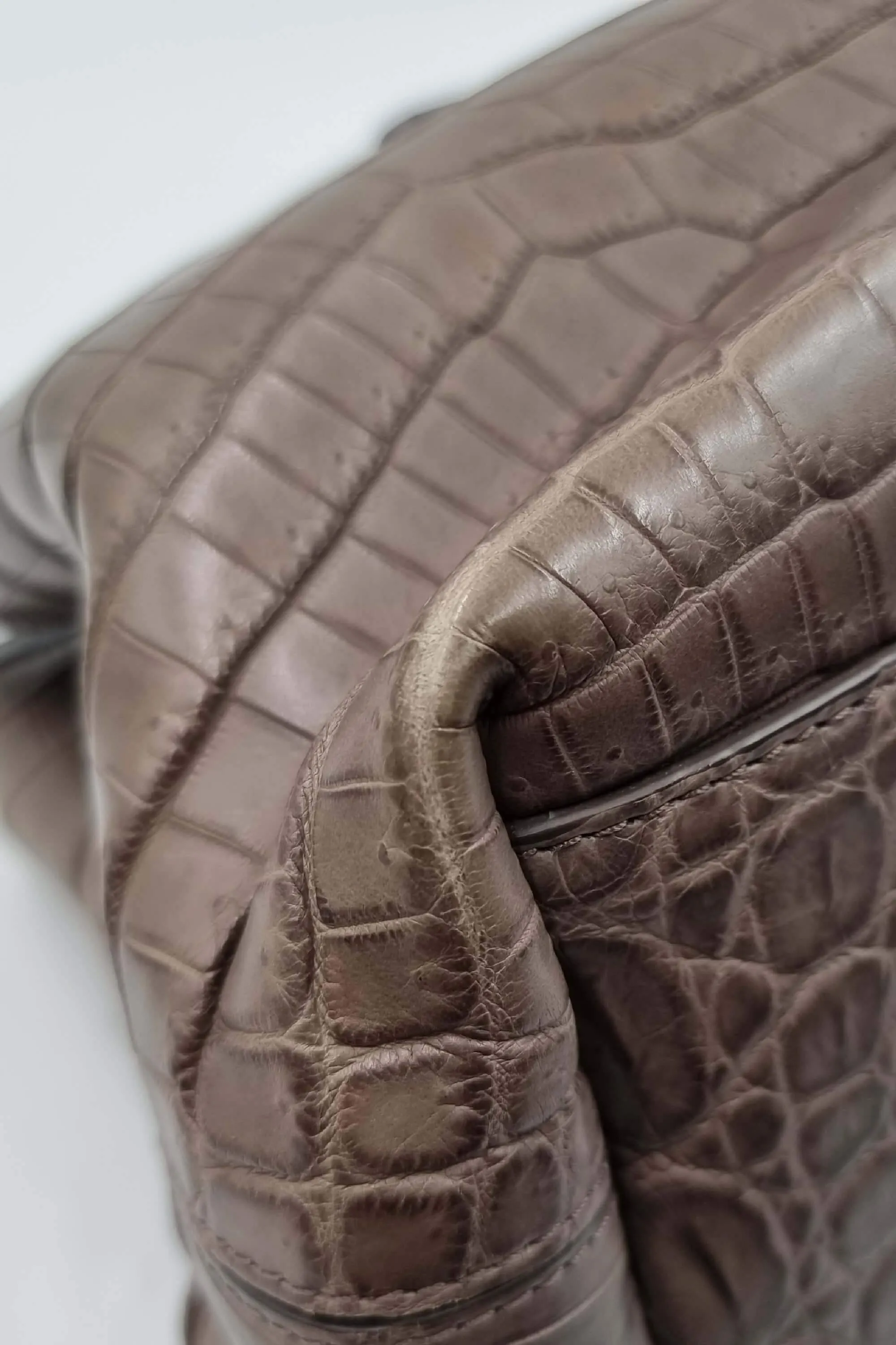 Medium Roma Crocodile Embossed Brown