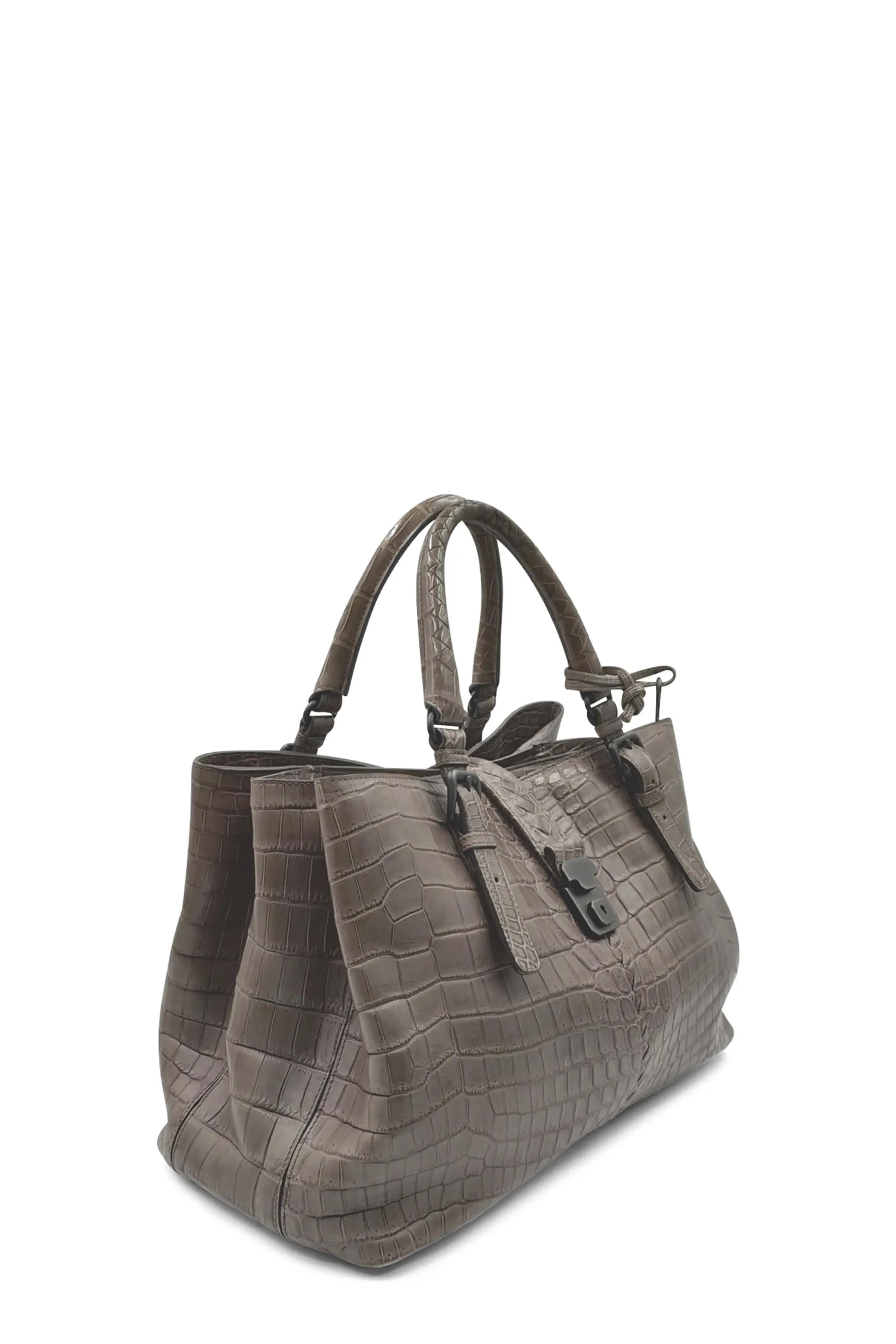 Medium Roma Crocodile Embossed Brown