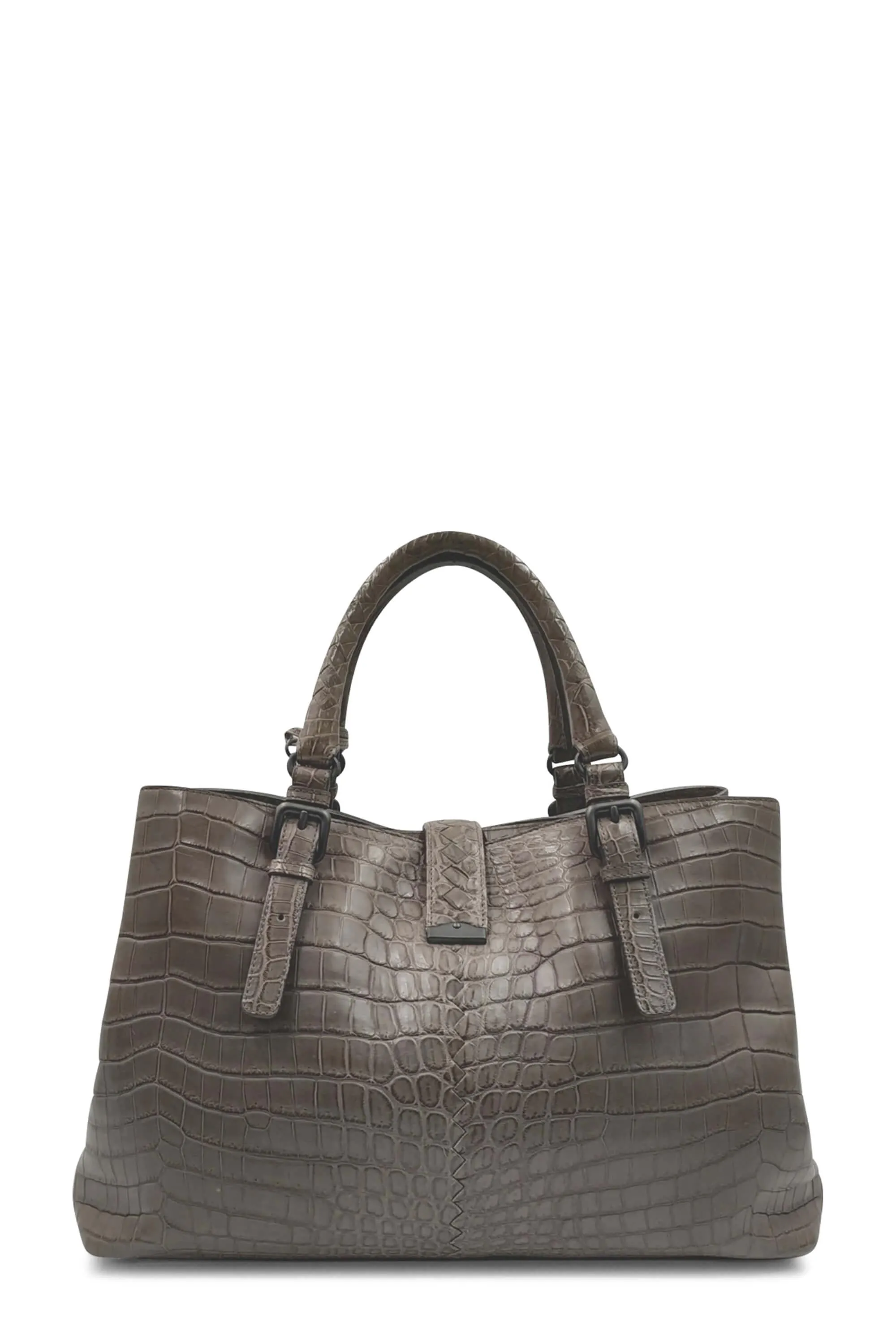 Medium Roma Crocodile Embossed Brown