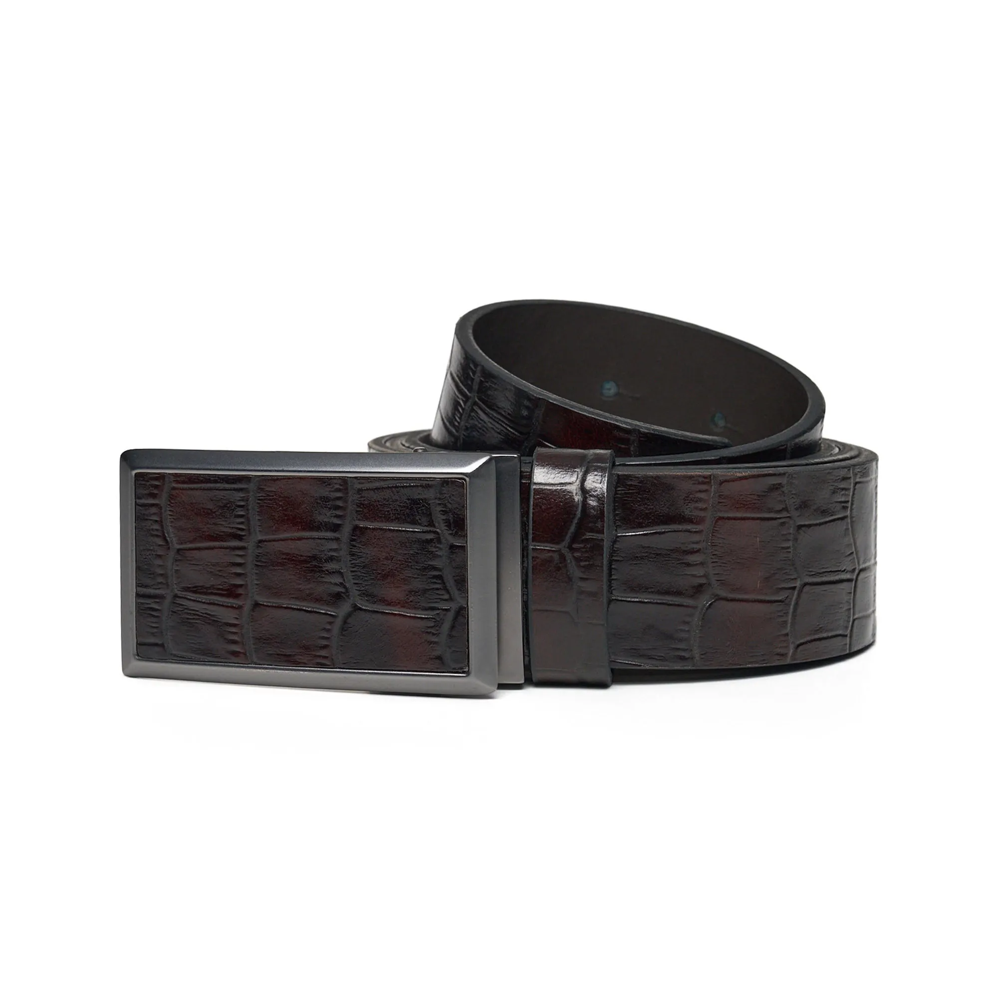 Men's Crocodile Embossed Calf Leather Handmade Belt M111
