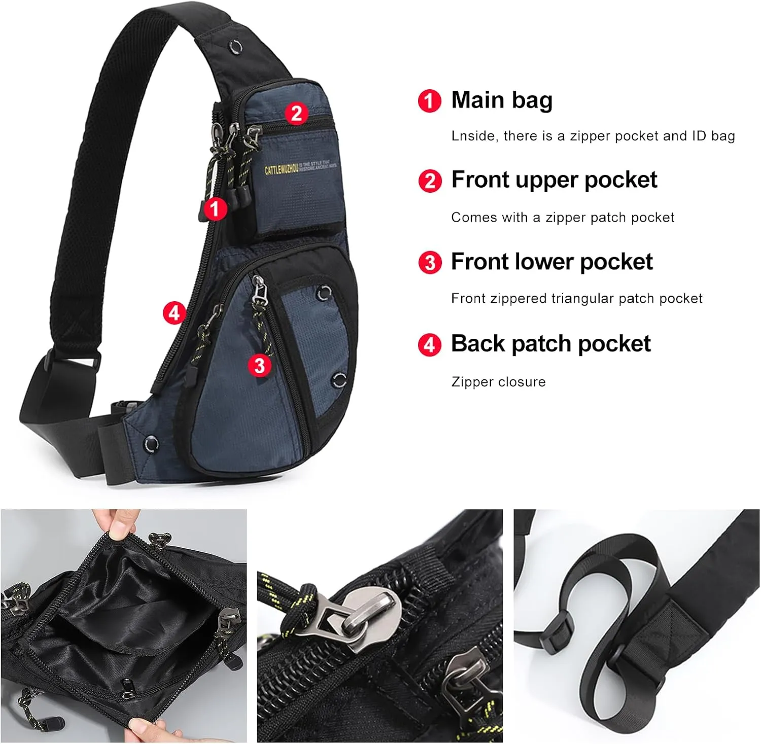Mens Sling Bags Crossbody,Shoulder Bag for Men,Men Crossbody Bags for Hiking Traveling Outdoors Blue