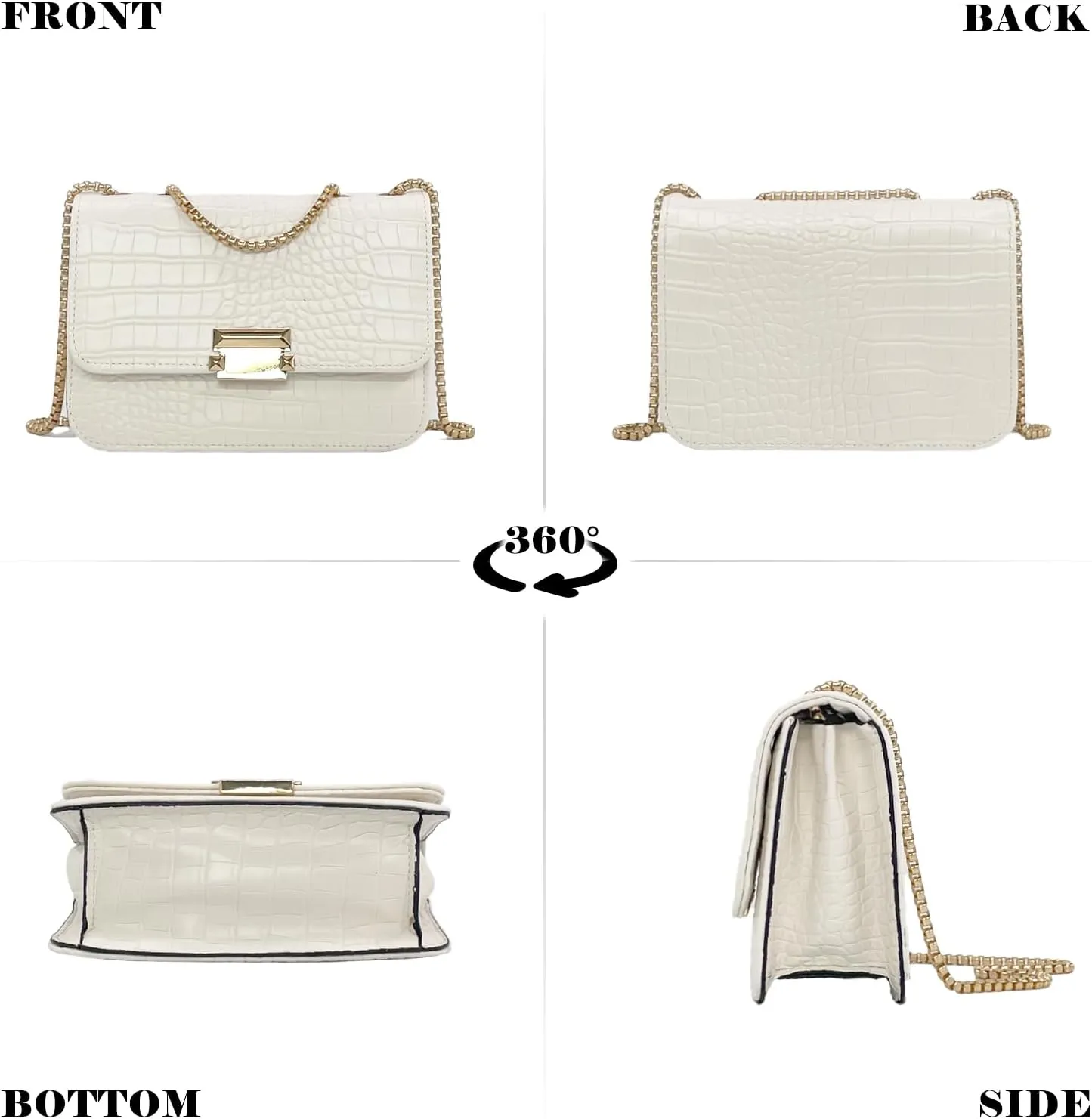 Mini Crocodile Pattern Shoulder Bags for Women with Chain Strap,Small Purses for Women with Flap Closure