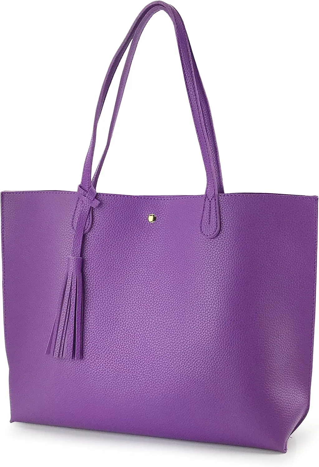 Minimalist Clean Cut Pebbled Faux Leather Tote Womens Shoulder Handbag