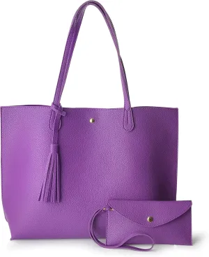 Minimalist Clean Cut Pebbled Faux Leather Tote Womens Shoulder Handbag