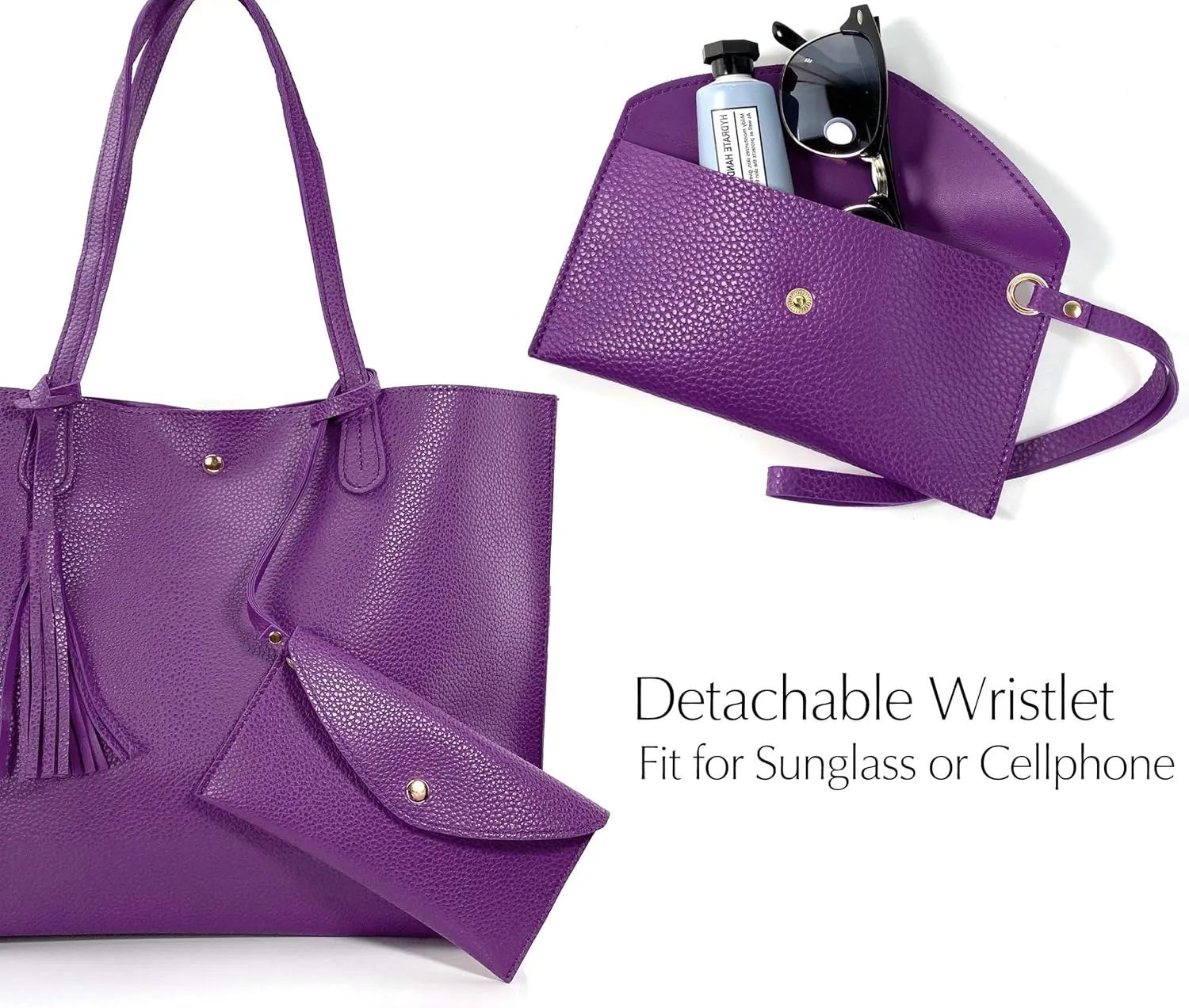 Minimalist Clean Cut Pebbled Faux Leather Tote Womens Shoulder Handbag