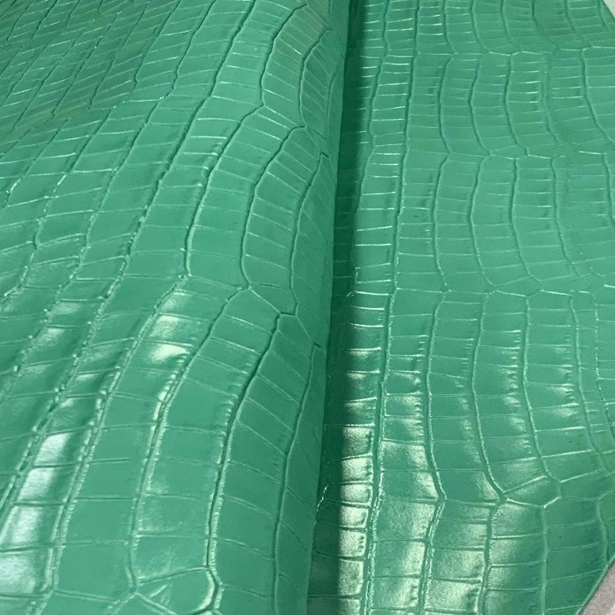 Mint Croco Print Leather