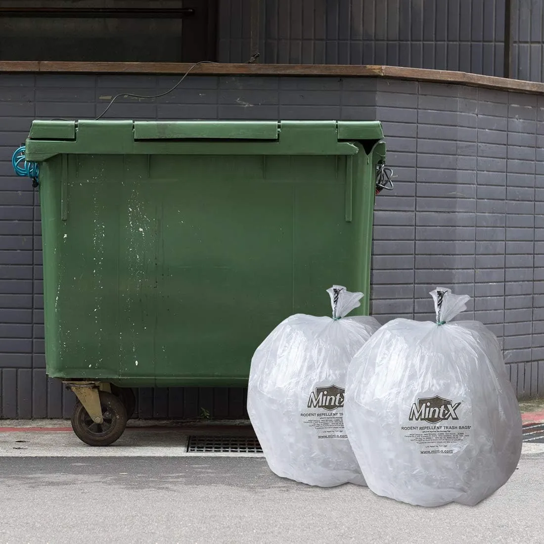Mint-X Rodent Repellent Trash Bags, 1.3 Mil, Flat Seal, 46" Height x 33" Length, Clear (Pack of 100) (MX3346XHC)
