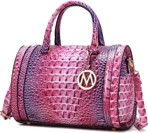 MKF Collection Satchel Bag for Women, Crocodile Embossed Vegan Leather Top-Handles Crossbody Handbag Purse by Mia K