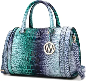 MKF Collection Satchel Bag for Women, Crocodile Embossed Vegan Leather Top-Handles Crossbody Handbag Purse by Mia K