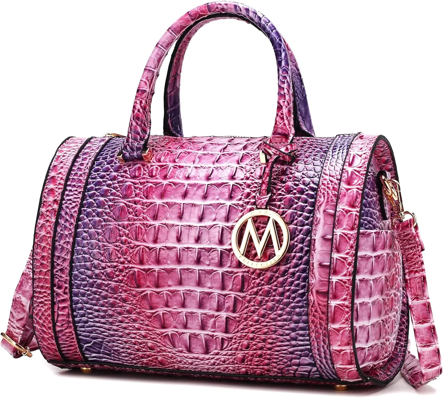 MKF Collection Satchel Bag for Women, Crocodile Embossed Vegan Leather Top-Handles Crossbody Handbag Purse by Mia K