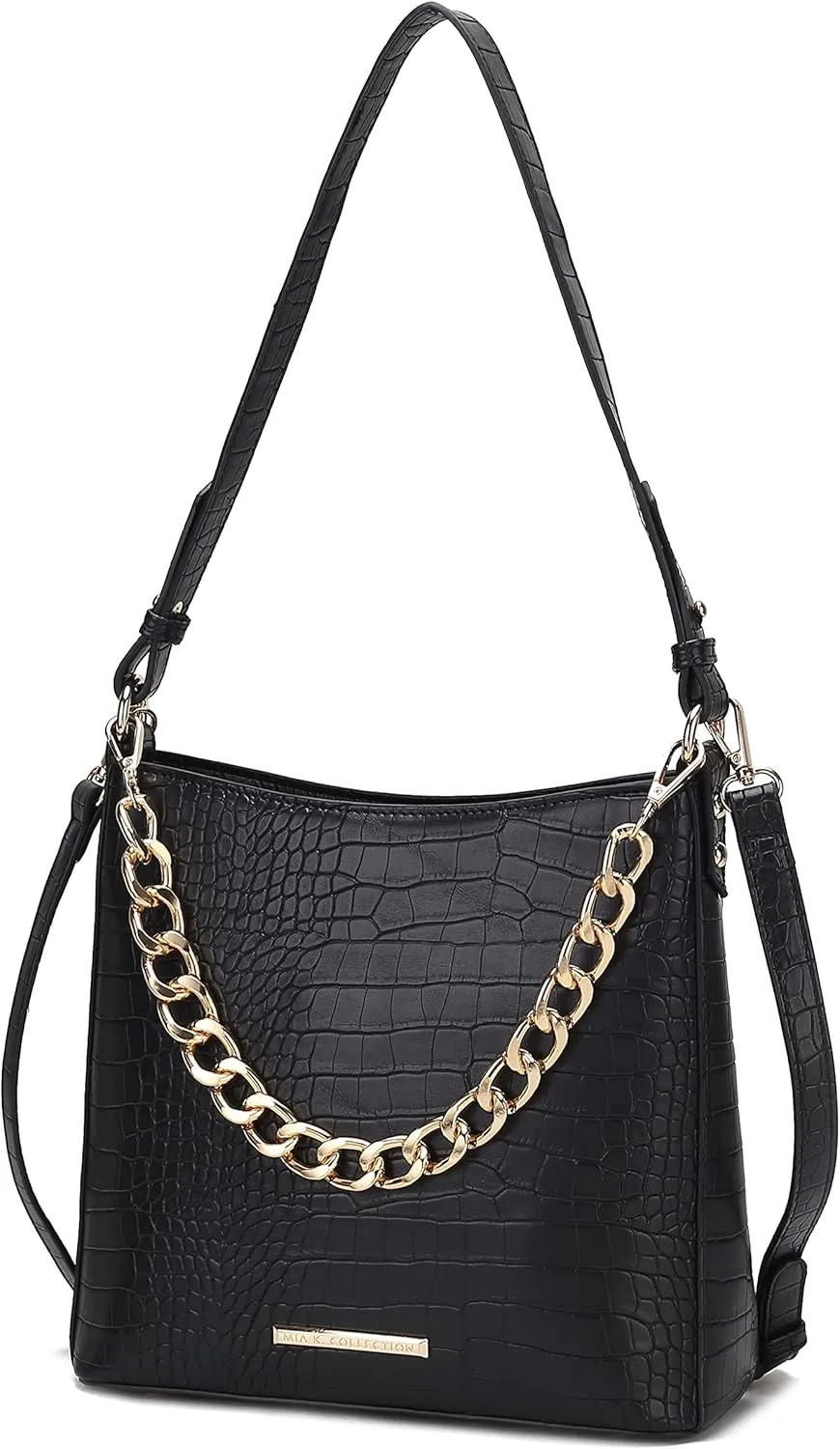 MKF Collection Shoulder Bag for Women, Faux Crocodile-Embossed Vegan Leather, Hobo Handbag Messenger Purse
