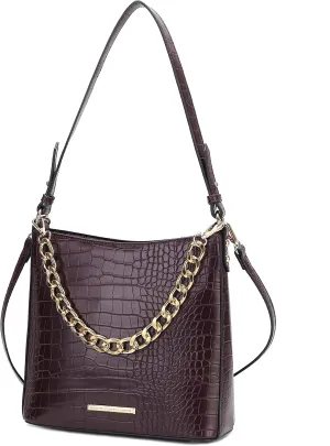 MKF Collection Shoulder Bag for Women, Faux Crocodile-Embossed Vegan Leather, Hobo Handbag Messenger Purse
