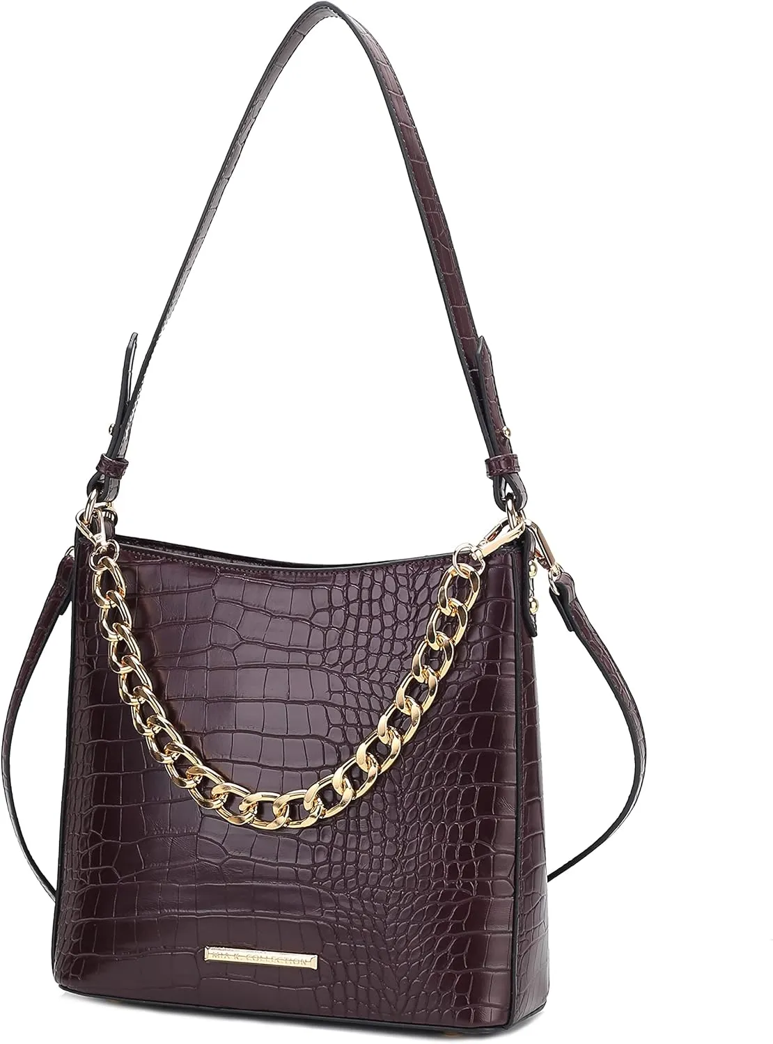 MKF Collection Shoulder Bag for Women, Faux Crocodile-Embossed Vegan Leather, Hobo Handbag Messenger Purse