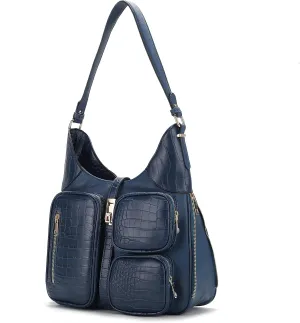 MKF Collection Shoulder Bag for Women, Handbag Purse Top-Handle Hobo Bag Crocodile-embossed Vegan Leather Purse