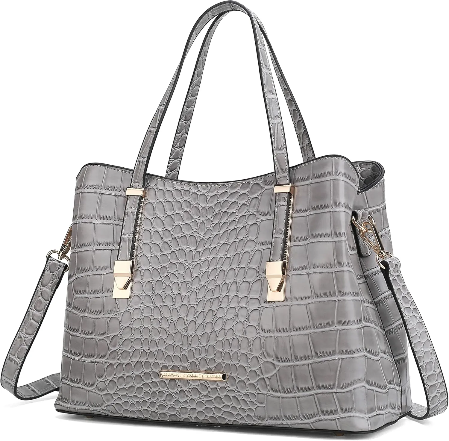 MKF Collection Tote Bag for Women, Crocodile Embossed Vegan Leather Fashion Designer Satchel Handbag Crossover