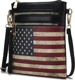 MKF Collection USA Crossbody Bags for Women, Patriotic Crossover American Flag Messenger Fashion Handbag Purse
