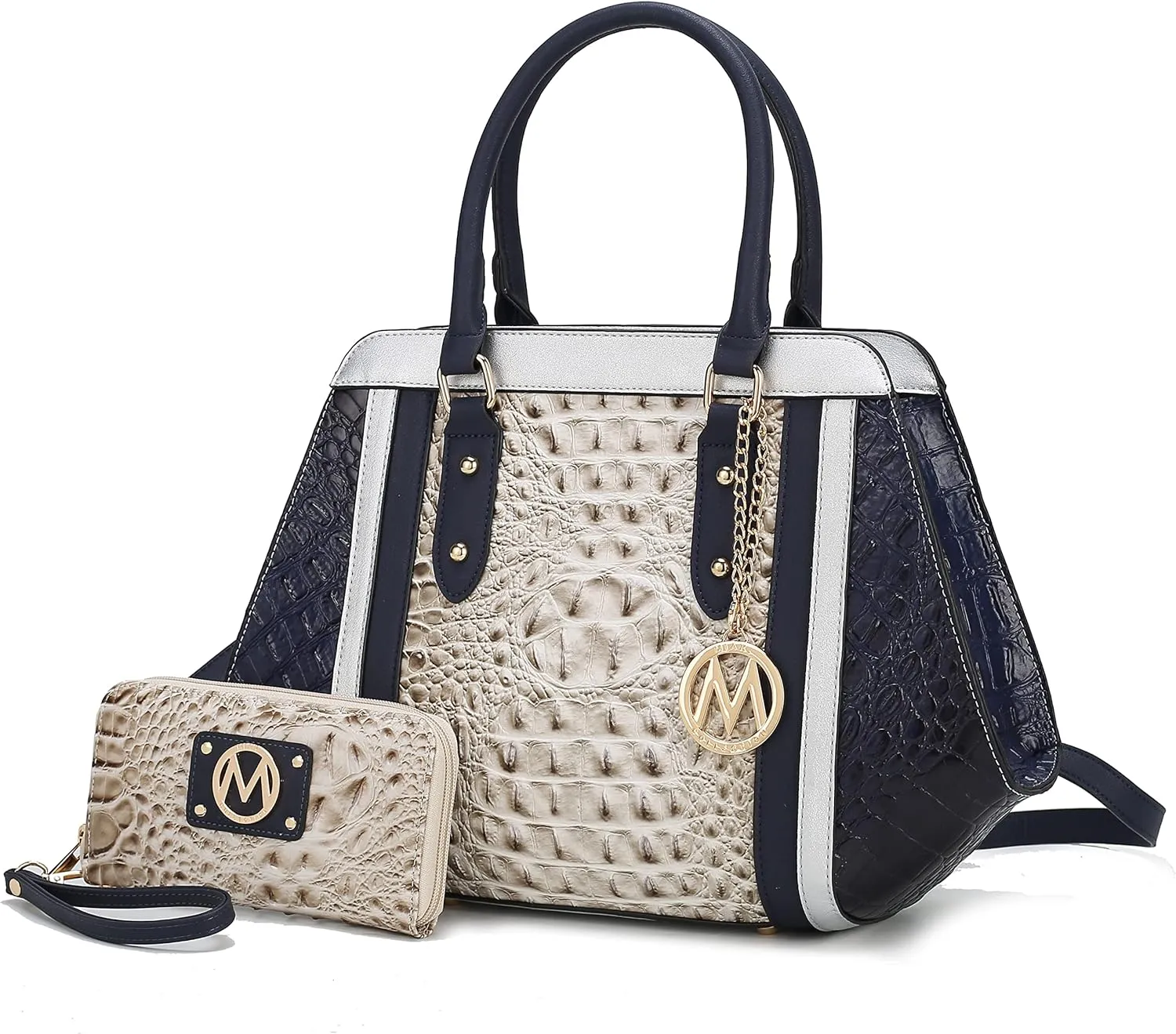MKF satchel bags for women, Featuring a faux crocodile-embossed finish crossover handbag, shoulder side messenger bag