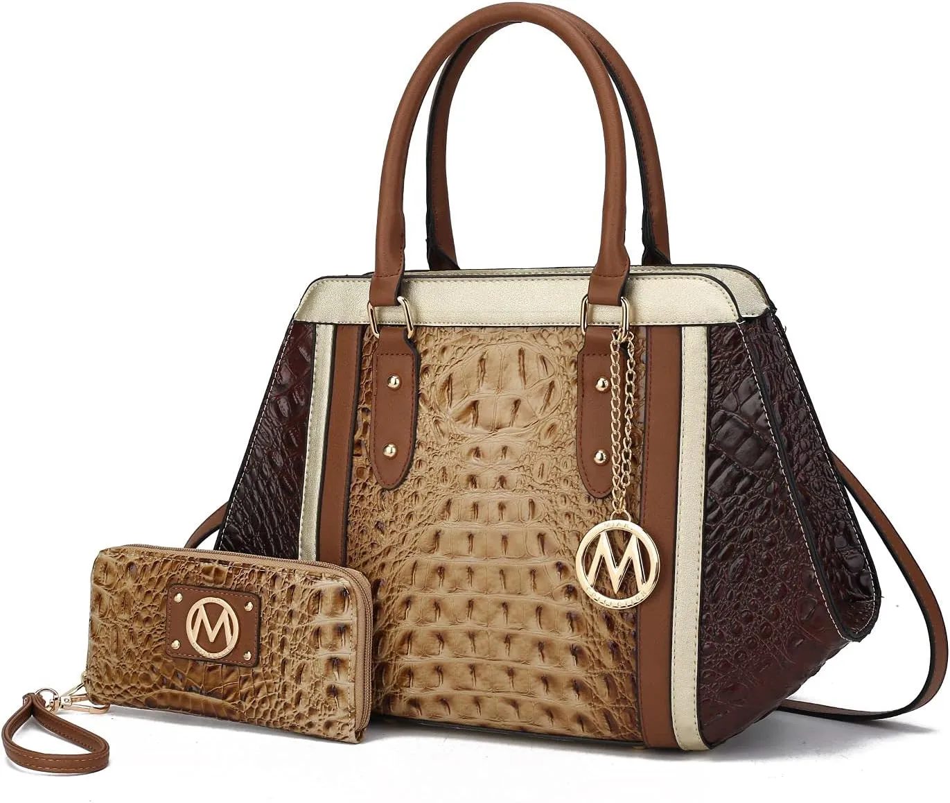 MKF satchel bags for women, Featuring a faux crocodile-embossed finish crossover handbag, shoulder side messenger bag