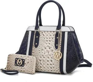 MKF satchel bags for women, Featuring a faux crocodile-embossed finish crossover handbag, shoulder side messenger bag