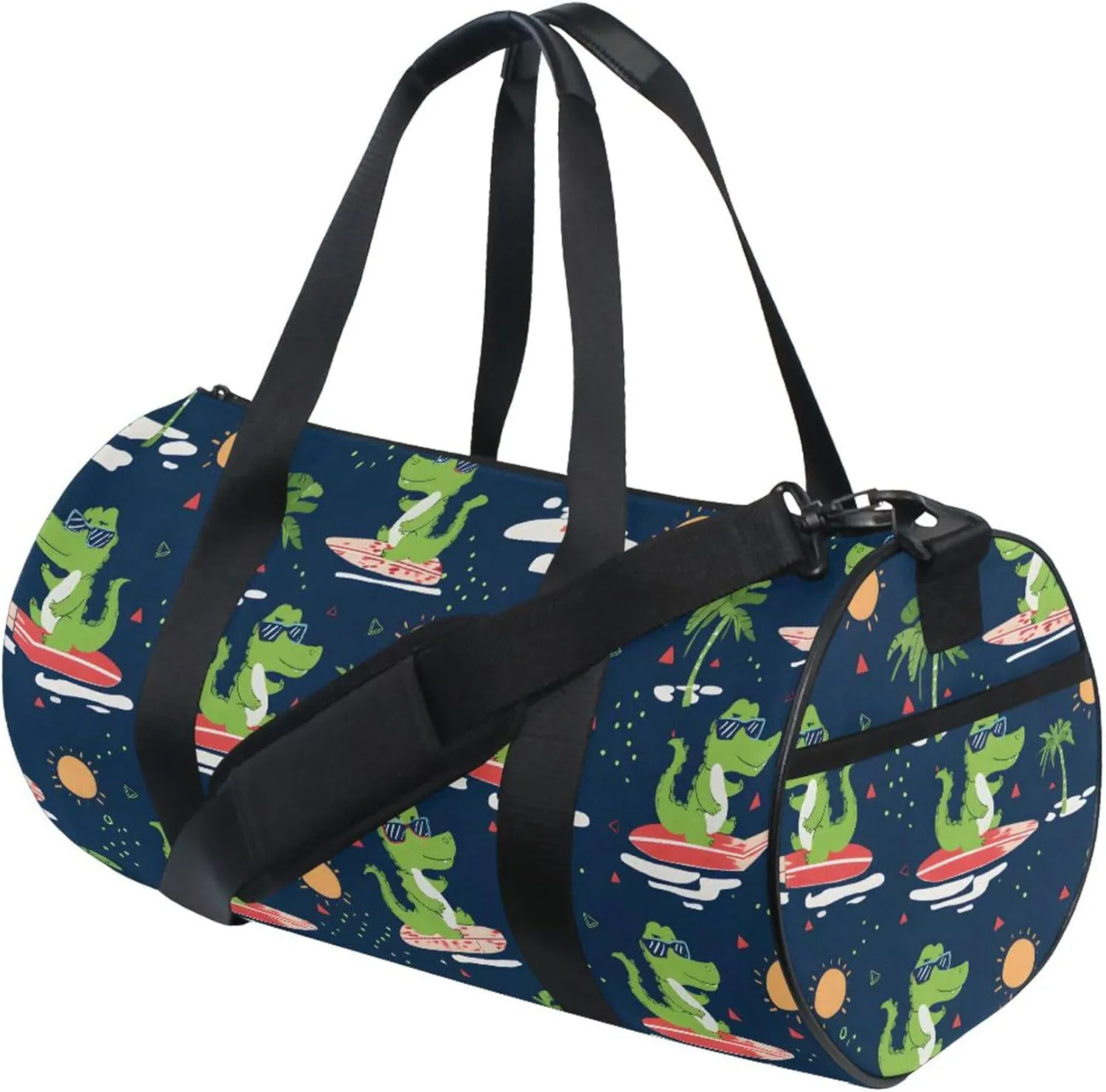 MNSRUU Sports Duffel Bags, Green Crocodile Surfing Athletic Gym Bag Overnight Workout Travel Tote Luggage for Men Women Yoga