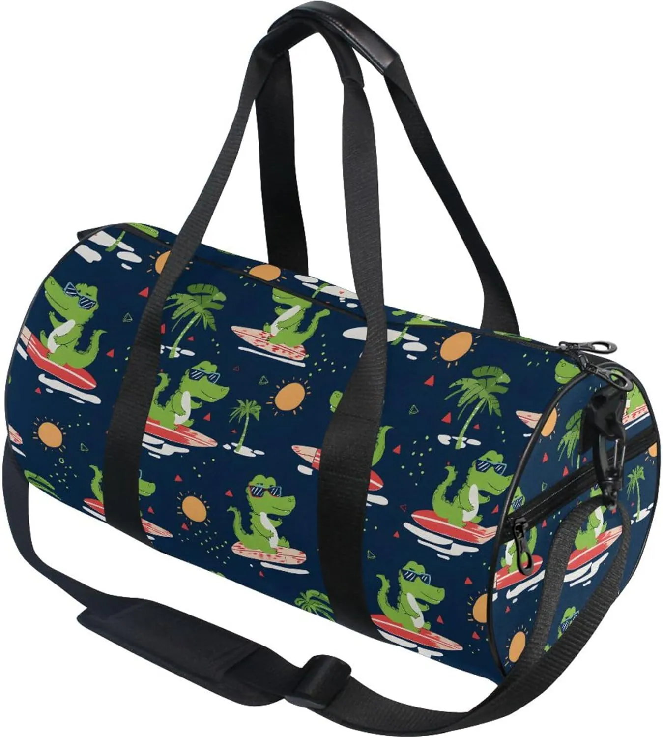 MNSRUU Sports Duffel Bags, Green Crocodile Surfing Athletic Gym Bag Overnight Workout Travel Tote Luggage for Men Women Yoga