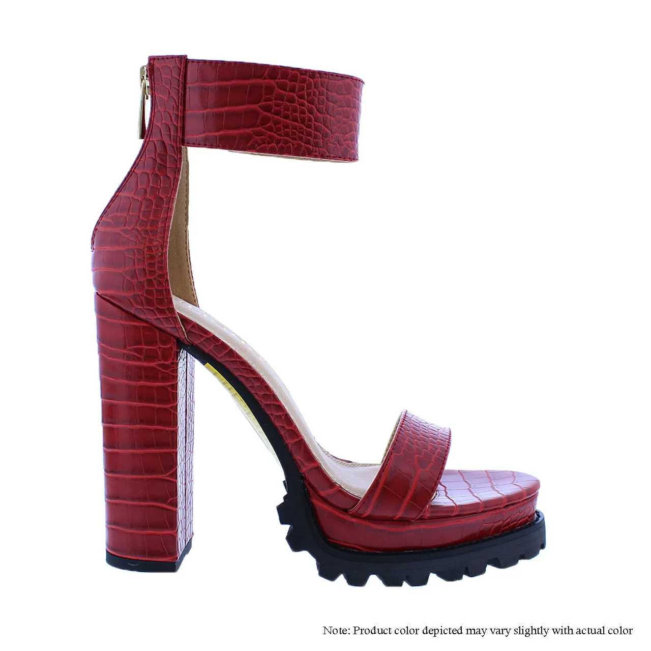 MONCLAIR-19A STRAP RUGGED THICK ANKLE HEEL SANDALS